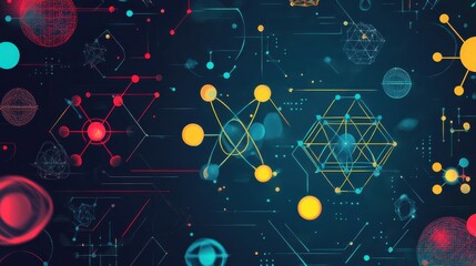 Poster - Abstract Digital Pattern with Geometric Shapes and Light Elements
