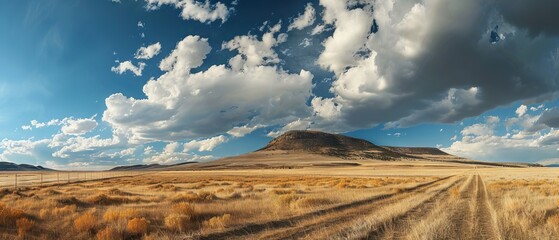 Wall Mural - stunning landscape showcasing the dynamic evolution of rolling landforms under a vibrant, transformi
