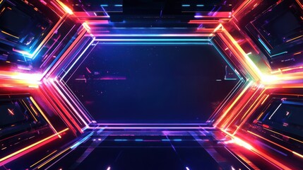 Poster - Vibrant Abstract Background with Neon Colors and Geometric Shapes