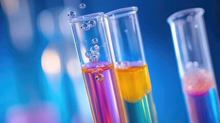 Poster - A macro image of bubbles forming during a chemical reaction in a test tube.