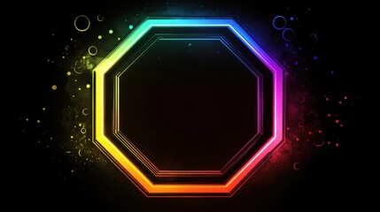 Poster - Colorful Abstract Design with Octagonal Frame on Black Background