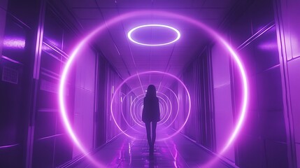 Wall Mural - Neon Purple Corridor: A Futuristic Journey