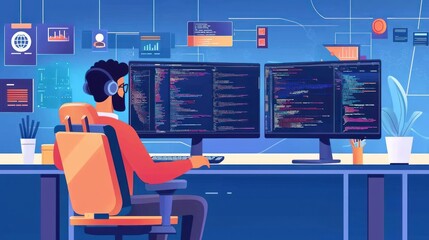 Software Developer Working at Desk