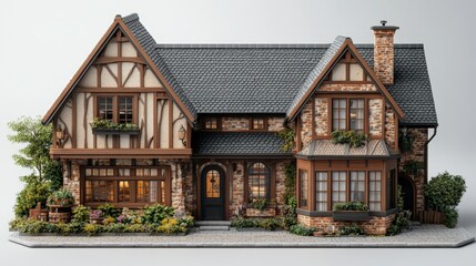 Poster - Detailed architectural model of a residential house showcasing design and structure elements