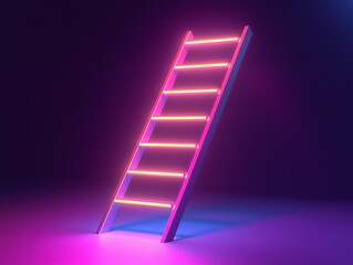 Neon Ladder to Success