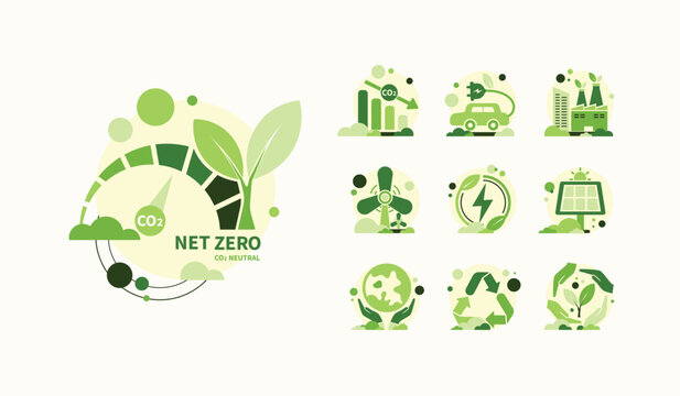 net zero and carbon neutral concept. net zero greenhouse gas emissions target. climate neutral long 