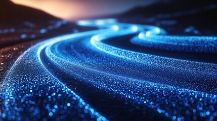 Poster - Close up view of a road surface with light blurring effect in motion at night