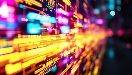 Fototapete - Colorful abstract digital light patterns in motion