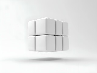Fototapete - white cube puzzle, minimalist design, geometric shapes, clean background, 3d rendering