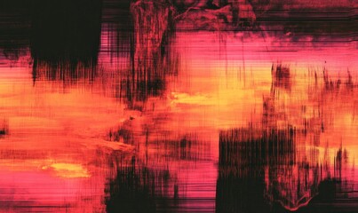 Wall Mural - Vibrant Abstract Glitch Noise Background, Digital Distortion Texture with Red and Orange Light Effects, High-Tech Futuristic Concept Art, Generative AI