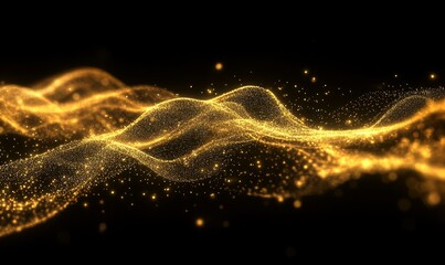 Wall Mural - Abstract Digital Network Waves with Glowing Particles and Dynamic Data Flow, Futuristic Technology Concept for Innovation and Network Communication Visualizations, Generative AI