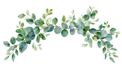 Watercolor bouquet of leaves on transparent background