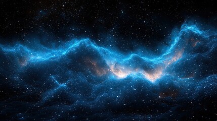 Poster - Stunning cosmic nebula glowing with bright blue and orange hues in the vastness of space at night