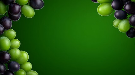 Poster - green background with a bunch of grapes on it.