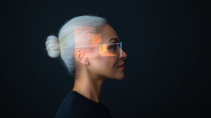 Poster - Futuristic HR Interaction Immersive Video Call with Transparent Tech Gadgets in Modern Virtual Office - Enhancing Recruitment with AI and Engaging Visuals