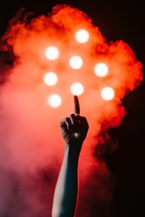 Poster - Interactive Light Art Dynamic Stage Lighting with Vibrant Smoke Effects for Modern Music Festivals - Immersive Crowd Engagement in Entertainment Tech