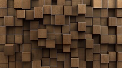 Poster - Wooden cube wall texture background, wood cube wall pattern for interior or exterior design