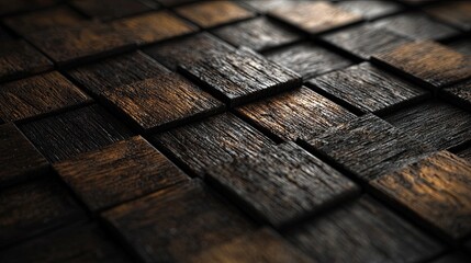 Poster - Wooden cube wall texture background, wood cube wall pattern for interior or exterior design