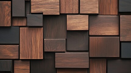 Poster - Wooden cube wall texture background, wood cube wall pattern for interior or exterior design