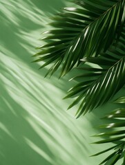 Aufkleber - Tropical Aesthetic Background Vibrant Palm Leaves on Textured Green Canvas - Nature-Inspired Content for Green Marketing and Eco-Friendly Branding in Modern Design