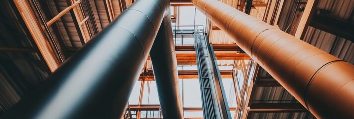 Fototapete - AI-Driven Aesthetic of Industrial Smokestacks Sustainable Textured Metal Imagery for Environmental Impact Assessment in Eco-Friendly Industry Solutions