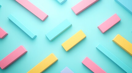 Poster - colorful geometric shapes on a light blue background for creative designs and modern art concepts