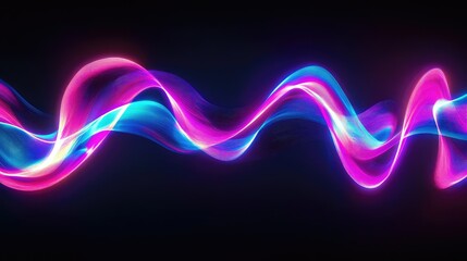 Fototapete - Pulsating neon lights forming a futuristic design over a matte black canvas, with intricate blending of electric blues and hot pinks