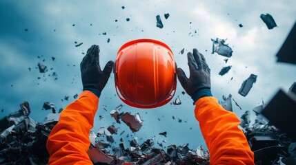 Aufkleber - Dynamic Urban Rescue Neon Safety Gear Amidst Metallic Debris - Advanced Safety Protocols and Crisis Management Content for Emergency Response Training