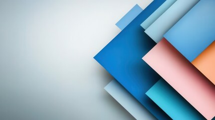 Fototapete - Abstract Geometric Background with Layered Colored Paper Shapes and Soft Shadows