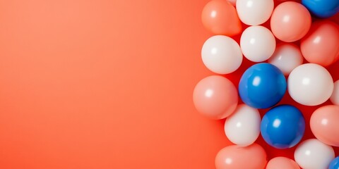 Leinwandbilder - Vibrant Balloon Art Display Dynamic Polyester Sculptures on Bold Orange Backdrop - Interactive Event Decor and Modern Marketing Inspiration