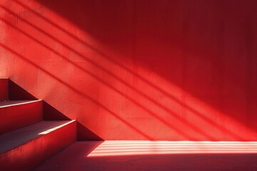 Wall Mural - Red background architecture minimalist shadows.