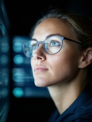 Poster - Tech-Forward Emergency Command Glass Interface Displays in Modern Crisis Center - Optimized Data Monitoring for Diverse Teams in Urban Night Operations