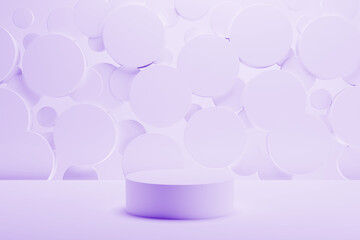 Poster - light purple abstract stage mockup - round podium for presentation cosmetic products, branding, good