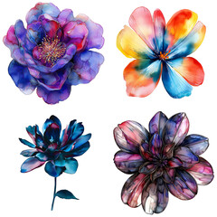 Poster - Vibrant floral art collection artistic display digital painting contemporary style colorful composition floral concept