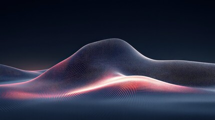 Poster - Digital landscape features flowing curves with vibrant colors on a dark background