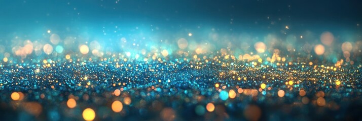 Poster - Bokeh lights shimmer in various colors, creating a magical effect across the surface at night