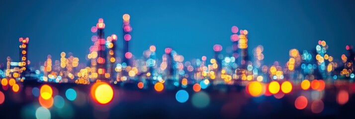 Poster - Bright city lights create a lively atmosphere in the night, showcasing a vibrant urban landscape