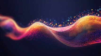 Fototapete - Swirling particles of color flow through a dark background, creating a captivating and dynamic wave