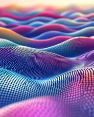 Poster - Visual representation of colorful waves creating an abstract landscape filled with vibrant patterns