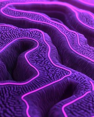 Fototapete - Glowing purple lines highlight intricate details on a textured surface, creating a mesmerizing effect