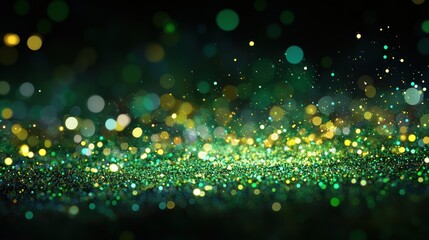 Poster - Bright green and yellow lights blend together to create a vibrant festive ambiance in the dark