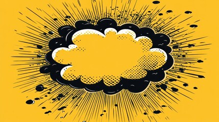 Poster - Bold graphic with a yellow background, dark cloud, and explosive effect for a dynamic look