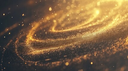 Poster - Golden particles create a captivating swirl of light, illuminating an enchanting atmosphere at dusk