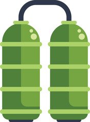 Poster - this vector illustration features a green oxygen cylinder tank, essential equipment for diving and e