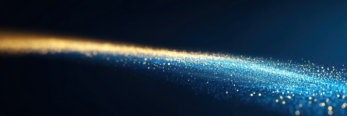 Poster - A trail of sparkling particles glimmers in a dark setting, creating a captivating visual effect