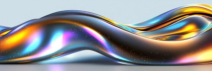 Aufkleber - fluid shapes intertwine in vibrant colors, creating a captivating visual with shiny reflections