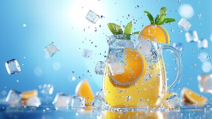 Poster - Artistic Representation of a Pitcher Filled with Refreshing Beverage