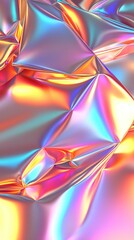 Poster - Brightly colored reflective surfaces form an abstract design with various folds and creases