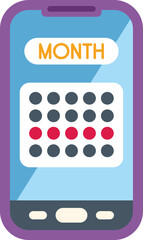 Poster - calendar application on smartphone screen is displaying current month and marking days for effective
