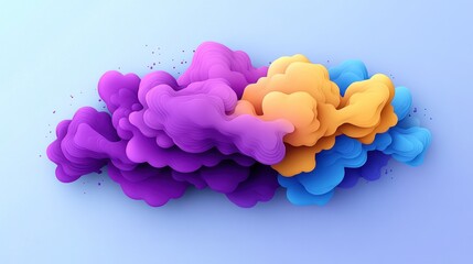 Fototapete - Vibrant clouds of purple, orange, and blue merge fluidly against a soft light backdrop